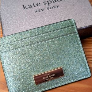 Kate Spade Glittery Green Card Holder NWT Wallet